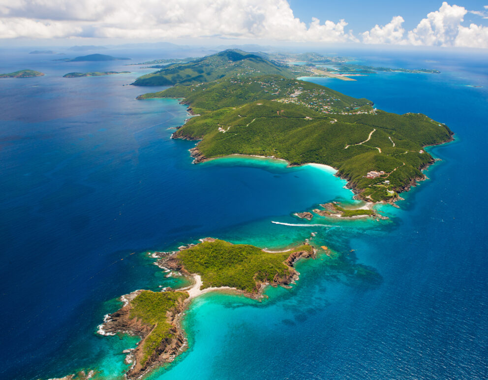 aerial shot of West End, St. Thomas in US Virgin Islands