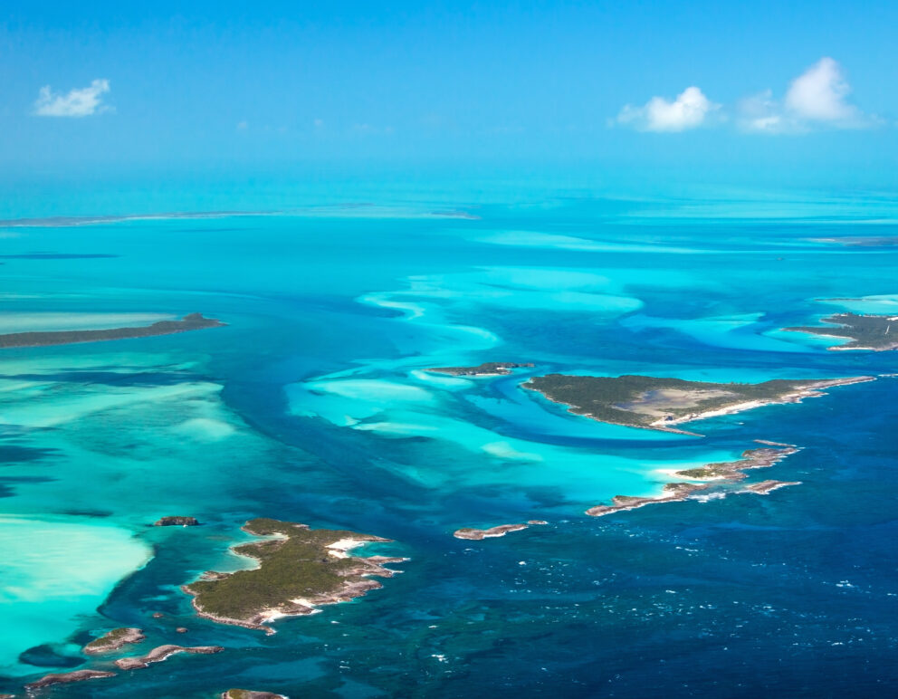 Beautiful view of Bahamas islands from above