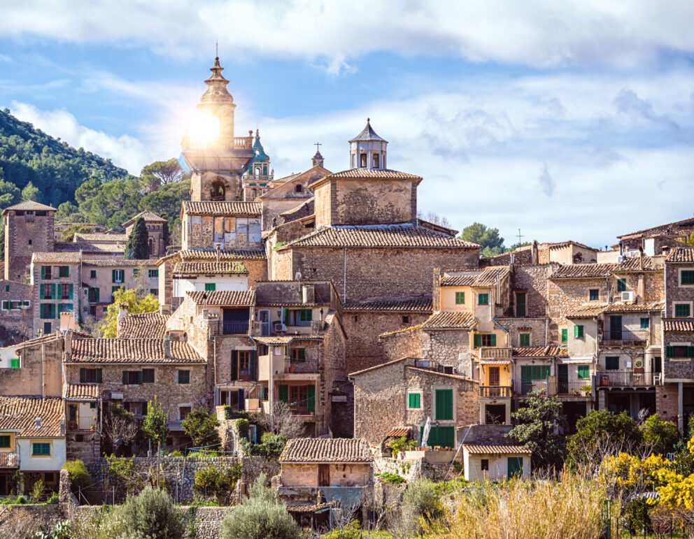 Deià village with ancient stone houses on the hillside