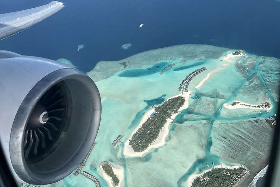 Maldives beaches from the plane