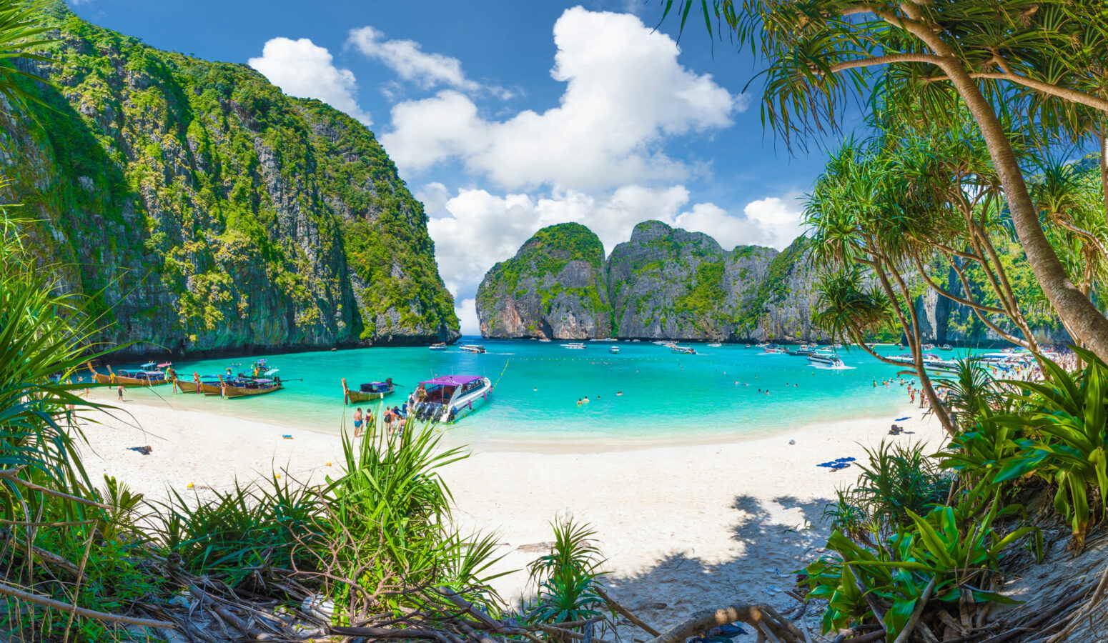 Panoramic view of Maya Bay in Phi Phi islands, Thailand
