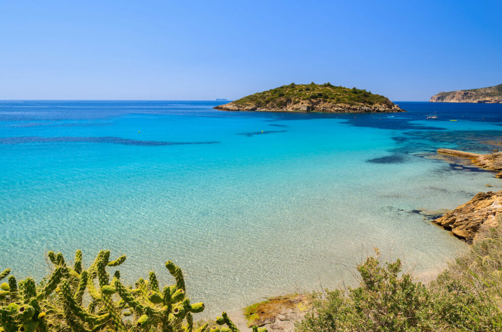 Sa Dragonera Island with rocky coastline and clear blue sea